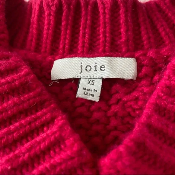 Joie Cherry Red wool Blend cable cropped sweater XS - Picture 4 of 10